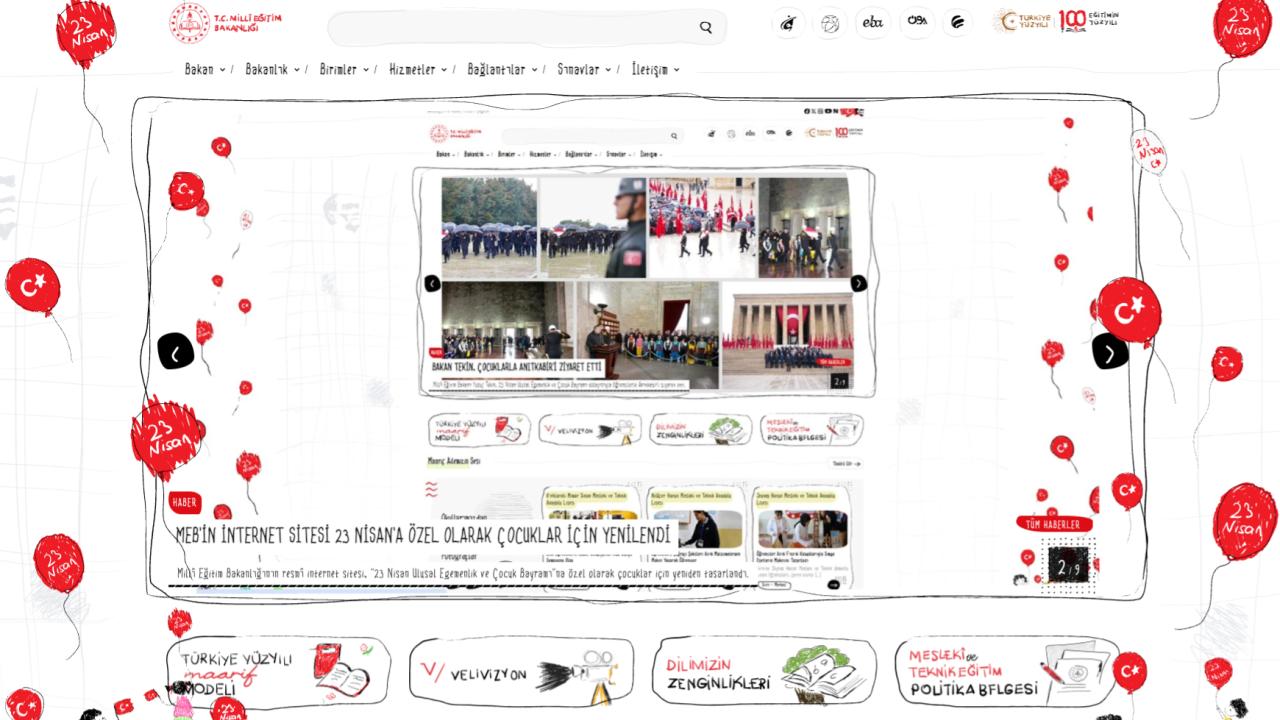 MEB'in internet sitesi 23 Nisan'a özel yeniden tasarlandı