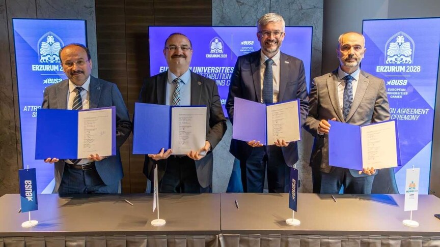 Erzurum'da düzenlenecek 2028 Avrupa Üniversite Kış Oyunları için resmi imzalar atıldı